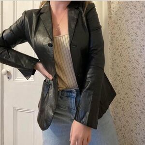 Kenneth Cole Black Leather Blazer